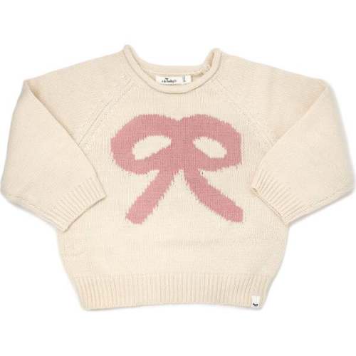 Blush Bow Crew Neck Sweater, Natural
