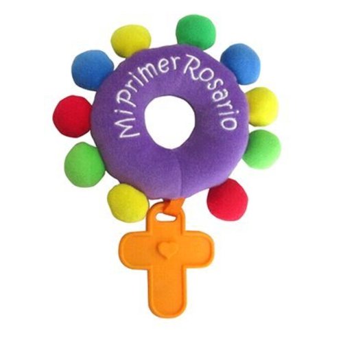 BABY ROSARY SPANISH "Mi Primer Rosario" PLUSH RATTLE ADVENT/LENTEN PURPLE