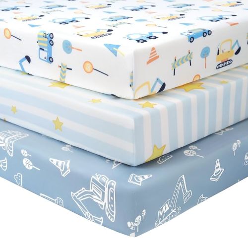 Baby Crib Sheets for Boys and Girls, 3 Pack Fitted Crib Sheets Neutral for 52”x28” Standard Crib and Toddler Mattresses, Ultra Soft & Silky Smooth Microfiber Green Forest Bear