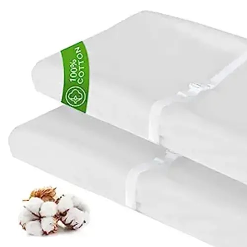Cotton Changing Pad Cover White 2 Pack for Boys Girls, Changing Table Pad Cover Unisex Cradle Sheet Soft and Breathable 16" x 32" for Standard Baby Changing Pads, White - White Cotton