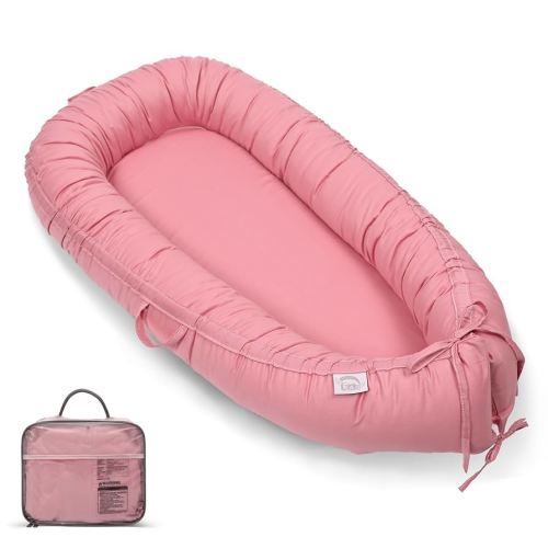 EAQ Baby Lounger Cover Snuggle Me Lounger, Portable Baby Nest Cover Breathable & Soft, Organic Cotton Baby Lounger Pillow, Safe Baby Bassinet for Travel, Playtime