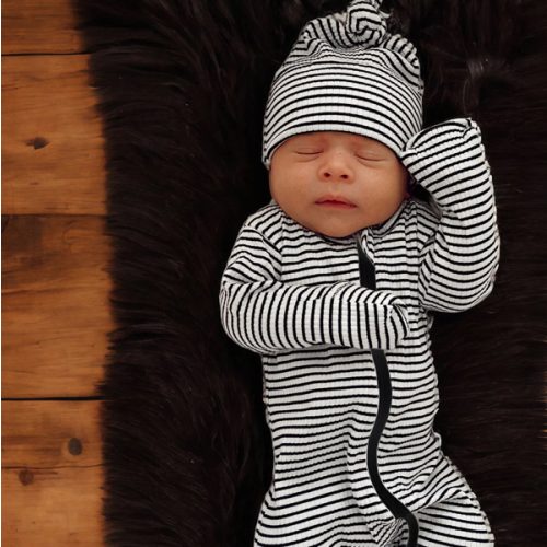 Black Stripe / Organic Ribbed Zip Footie – SpearmintLOVE