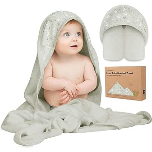 KeaBabies Baby Hooded Towel - Viscose from Bamboo Baby Towel Organic Bamboo Towel - Infant Towels - Large Hooded Towel - Baby Bath Towel with Hood for Girls, Babies, Newborn Boys, Toddler (Combat)