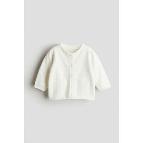 Knit Cardigan, Round Neck, Long sleeve, White