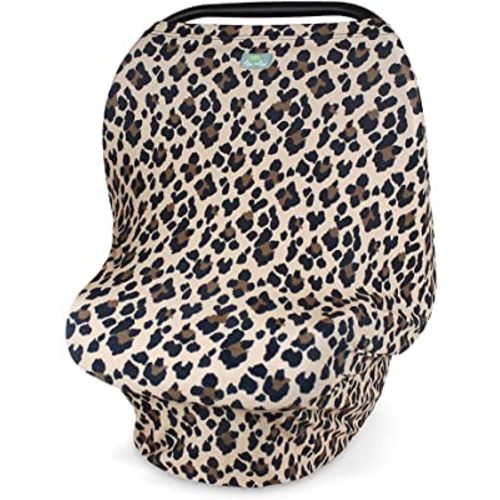 Itzy Ritzy 4-in-1 Nursing Cover, Car Seat Cover, Shopping Cart Cover & Infinity Scarf – Breathable, Multi-Use Nursing Cover Up for Breastfeeding, Carseat Canopy & Stroller Cover (Leopard)