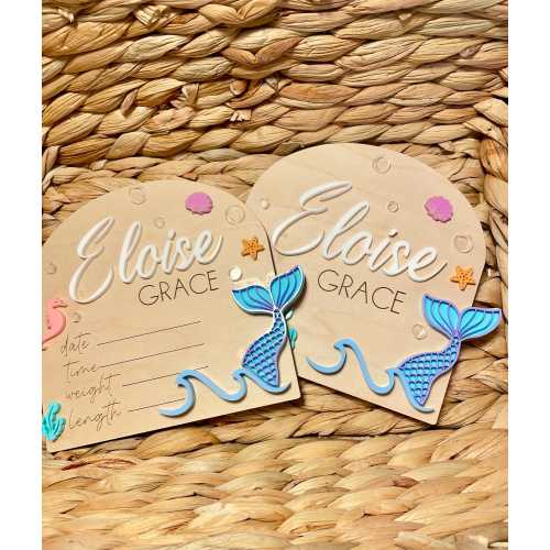 Mermaid Name Sign, Mermaid Birth Stats, Ocean Name Sign, Ocean Stats, Beach Name Sign, Beach Stats