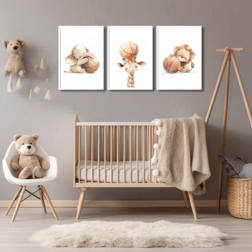 Basketball Nursery Decor Boy and Girl - Basketball Wall Art Print - Vintage Minimalist Animal Sports Nursery Decor - Safari  WNBA Kids Decor