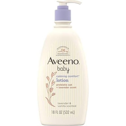 Aveeno Baby Calming Comfort Moisturizing Body Lotion with Relaxing Lavender & Vanilla Scents, 18 fl. oz (Pack of 1) | Natural Oatmeal, Dimethicone