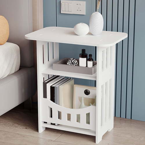 Small Round Side Table,Bedside Table with Storage,Morden Round Nightstand,Samll Side Table for Living Room,Bathroom,Bedroom, Nursery, Laundry, White