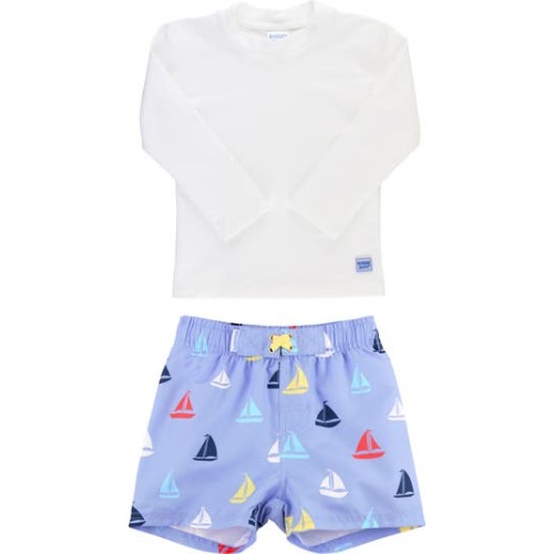 Long Sleeve Two-Piece Rashguard Swimsuit, 6-12M