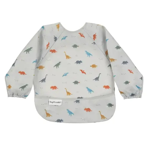 Tiny Twinkle Mess Proof Baby Bib,Waterproof Smock Baby Bib for Eating,Machine Washable Long Sleeve Bib,Baby Led Weaning,Toddler Bib,BLW Supplies(Dinosaur, Small 6-24 Months)