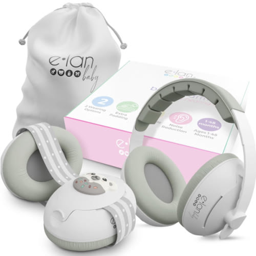 2-in-1 Baby Ear Muffs - Noise Protection Baby Headphones for Noise & Plane Travel - 2 Headbands - Baby Ear Protection - Baby Noise Canceling Headphones for Infant & Toddler, Age 1-48 Months