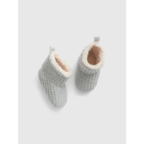 Baby Sherpa-Lined Booties in grey heather, size: 0-3 M