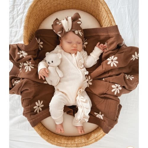 Knit Blanket | Floral Chocolate – Little and Fern
