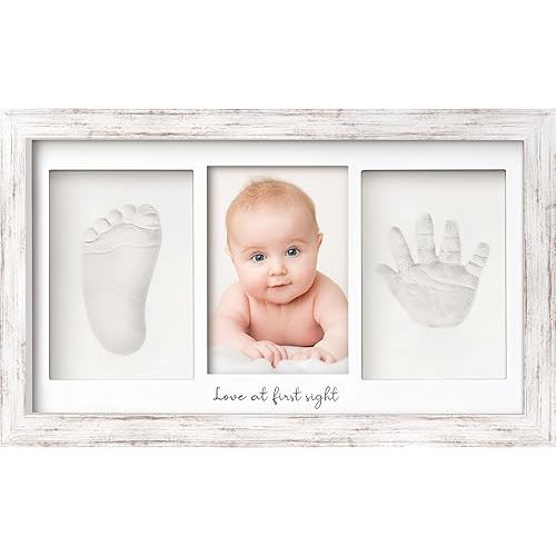 KeaBabies Baby Hand and Footprint Kit, Clay Keepsake Frame (Vintage White)