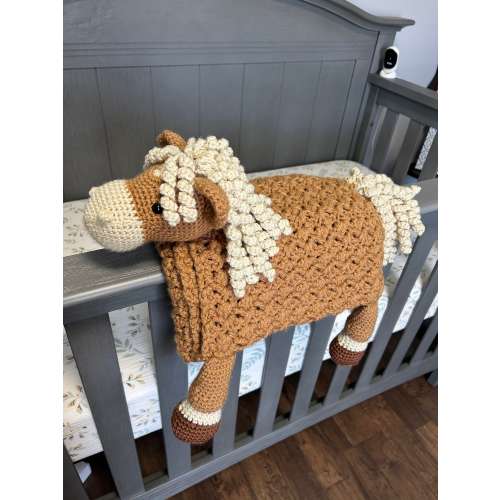 Crochet Horse Baby Blanket, Sensory Blanket, Crochet Blanket, Farm Theme Nursery