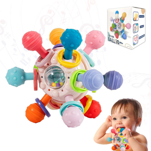 Baby Sensory Teething Toys - Baby Teethers Montessori Toys - Gifts for Infant Newborn Boys Girls 0 3 6 9 12 18 Months 1 One Year Old - Baby Rattle Chew Toys - Toddler Educational Learning Toys