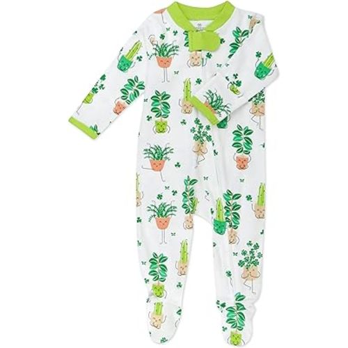 HonestBaby Footed Sleep & Play Pajamas Organic Cotton for Infant Baby Girls (LEGACY)