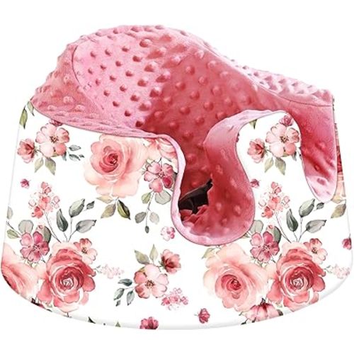 Bumbo and Nuby Compatible Seat Cover - Breathable and Removable for Baby Floor Seat - Pink Floral for Girls and Boys