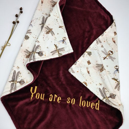 you are so loved, magic keys baby blanket, personalized baby blanket, baby wizard blanket, newborn gift, keys with wings, school of magic