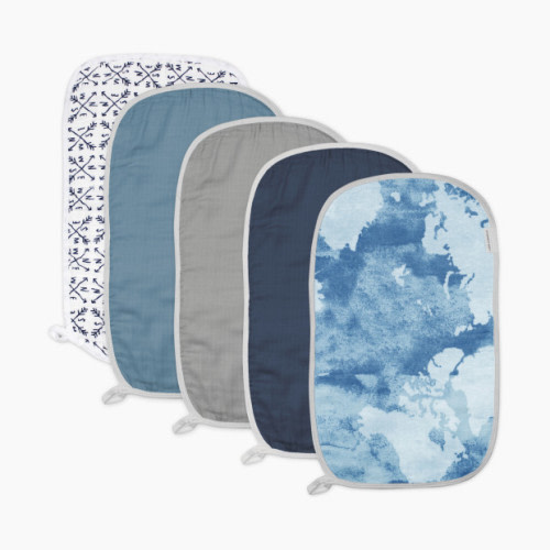 Honest Baby Clothing 5-Pack Organic Cotton Multi-layer Woven Burp Cloths - Watercolor World, Os