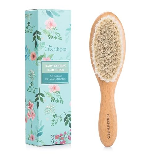 Wooden Baby Hair Brush,Natural Beech Wood and Soft Goat Bristles,Soft Bush For Toddlers, Infants, Boys, Girls