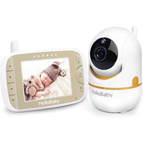 HelloBaby Baby Monitor with Remote Pan-Tilt-Zoom Camera and 3.2'' LCD Screen, Infrared Night Vision, Temperature Display, Lullaby, Two Way Audio, with Wall Mount Kit