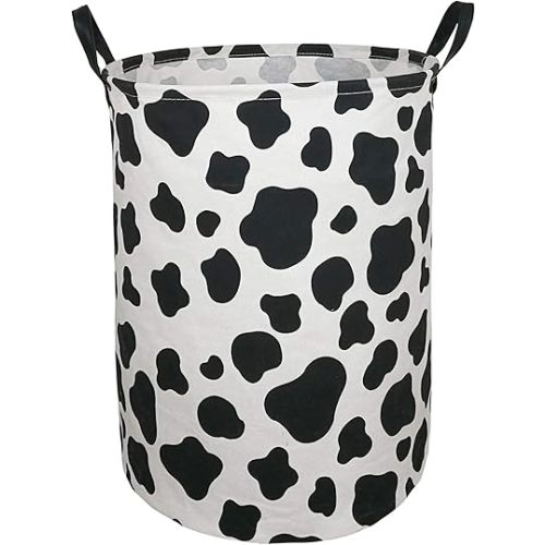 KUNRO Toy Bin Waterproof storage organizer for Nursery Hamper Home decor Closet Kids Bedroom Laundry Baby Gift Shelf Baskets (Rould Cow pattern)