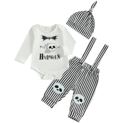 My First Halloween Baby Boy Outfit Newborn Long Sleeve Romper Pumpkin Suspender Pants Halloween Baby Clothes