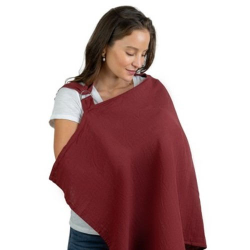 Muslin Nursing Cover for Baby Breastfeeding, Soft & Breathable Breastfeeding Cover by Comfy Cubs, Color: Wine
