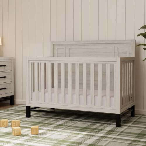 Monogram by Namesake Newbern 4-in-1 Convertible Crib in White Driftwood - Bellini Baby and Teen Furniture