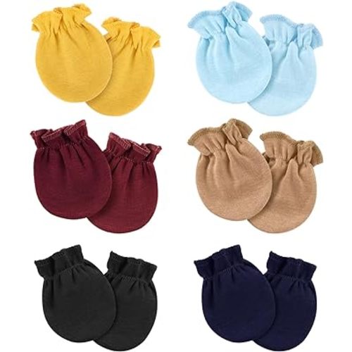 6 Pairs Baby Mittens Newborn No Scratch Cotton Gloves Baby Hand Mittens for Newborn Baby Boy Girl Infant 0-6 Months
