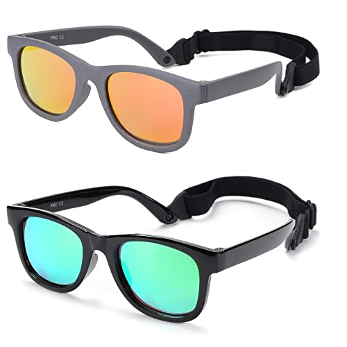 COASION Bendable Flexible Polarized Newborn Baby Sunglasses with Strap for Infant Boys Girls Age 0-12 Months CA8042