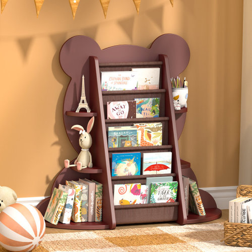 Zoomie Kids Arcel 35.4'' H X 37.8'' W X 11.8'' D Kids Bookshelf Little Bear Toddler Book Rack 5-Tier Baby Child Bookcase Toy Organizer Book Storage Wood Display Stand Shelf for Nursery Playroom Bedroom Classroom Kindergarten | Wayfair