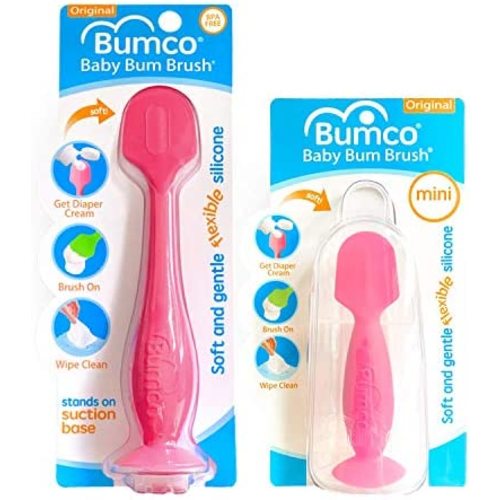 Bumco Diaper Cream Spatula + Mini Baby Bum Brush for Baby Butt Cream with Travel Case - Diaper Cream Applicator Set, Butt Spatula Baby Necessities, Diaper Cream Brush, Pink