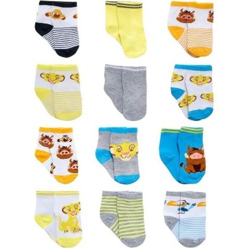 Disney Baby Boys’ Socks - 12 Pack Lion King Socks,