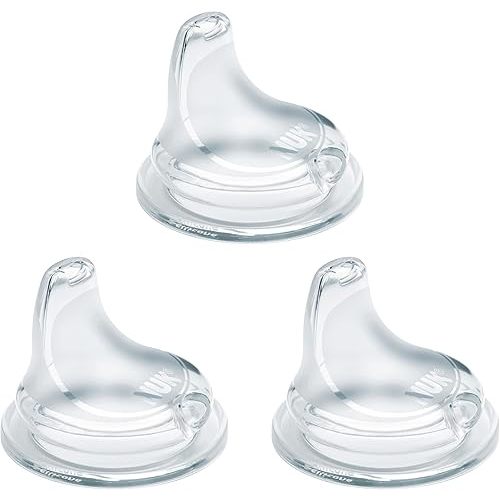 NUK Replacement Silicone Spout for NUK Active and Learner Cups, Clear, Pack of 3