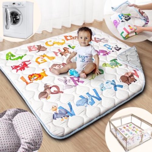 Beavtaens Baby Play Mat for Floor, Fits 50x50 Playpen, Super Soft, Non-Slip, for Ages 0-4 (Animal)