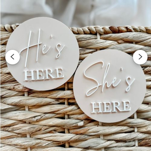 Newborn Arrival Disc, He's Here Disc, She's Here Disc, Baby Arrival Disc