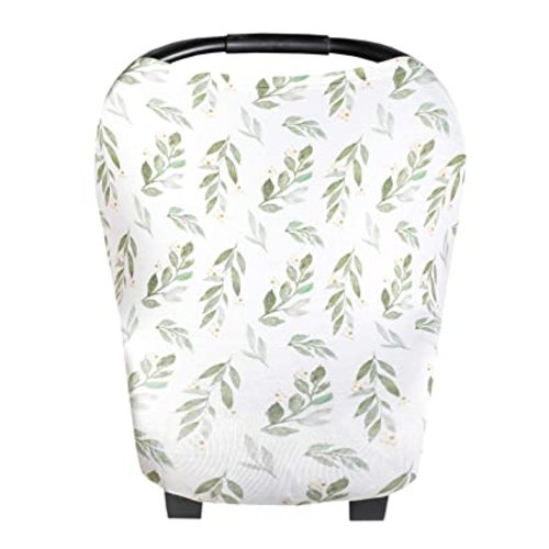 Baby Car Seat Cover Canopy and Nursing Cover Multi-Use Stretchy 5 in 1 Gift"Fern" by Copper Pearl