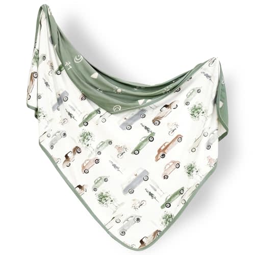 GRSSDER Baby Blankets Super Soft Jersey Knit Swaddle Blanket for Baby Girls and Boys, Double Layer Receiving Blankets 34 x 44 Inches, Extra Large for Baby Swaddling, Stylish Cars Print