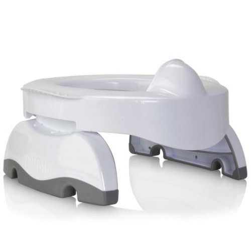 Kalencom Potette Plus Premium 2 in 1 Travel Potty and Toilet Seat Trainer Ring with Built in Pee Guard and Easy Grip Handles - White