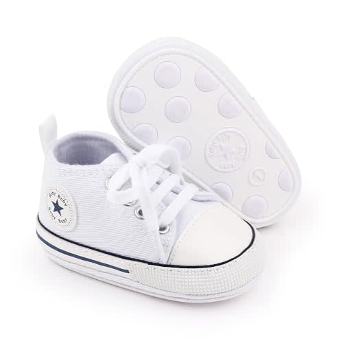 KKIIDDSS Unisex Baby Girls Boys Canvas High-top Shoes, Newborn Infant Anti-Slip Soft Sole Frist Walking Breathable Sneakers