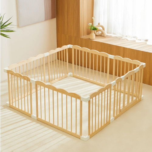 UInxiy Wooden Playpen & Wooden Playard for Babies and Toddlers,Wooden Large Shape & Size Adjustable Baby Fence,Corrales para Bebes and Baby Activity Centers with Locking Gate,Indoor use