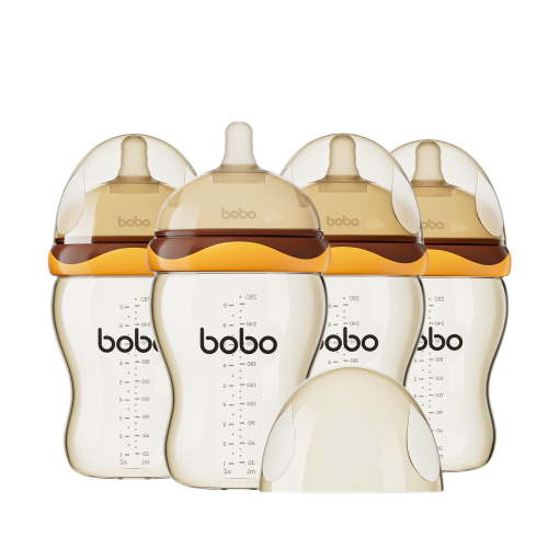YOHKOH Newborn Baby Bottles Set - Wide Neck Baby Bottles,M Nipple,Orange, 9.4oz/280ml,4pk