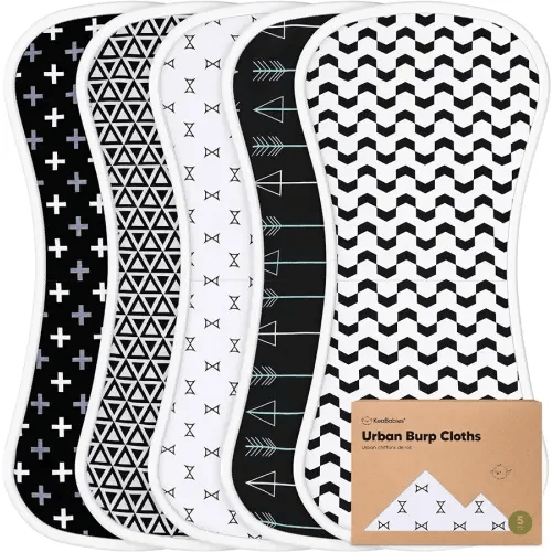 Organic Burp Cloths Baby Boy & Girl - 5-Pack Super Absorbent Cotton Burping Cloths for Babies, Soft & Plush Newborn Spit Up Rags, Infant Towels for Milk Spit Up, Unisex, Large 21" x 10" (MONOS)
