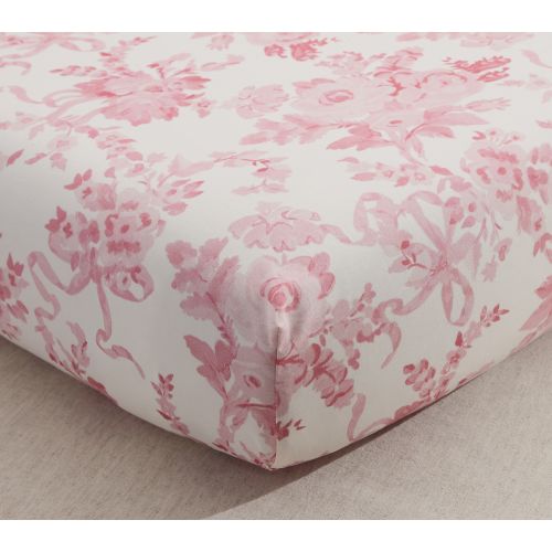 LoveShackFancy Damask Floral Organic Crib Fitted Sheet