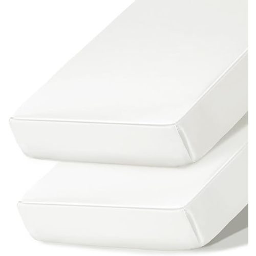 Ersmak 2 Pack Satin Crib Sheets for Baby, Silky Comfy Breathable Crib Sheets for Standard Crib and Toddler Mattresses (White, 28 x 52 x 9 in)