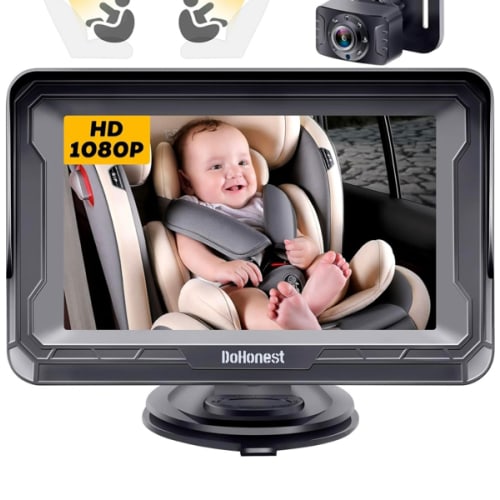 DoHonest Baby Car Camera HD 1080P - Rear-Facing Car Baby Monitor with Night Vision, Adjustable View Angle, Easy Setup, Anti-Glare Display, Safety for Kids & Infants