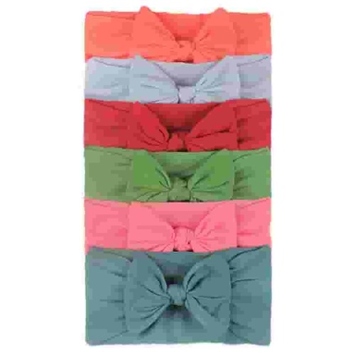 Solid Color Bowknot Baby Headband Girls Baby Toddler Turban Headband Hair Band Bow 6Pcs Accessories Headwear